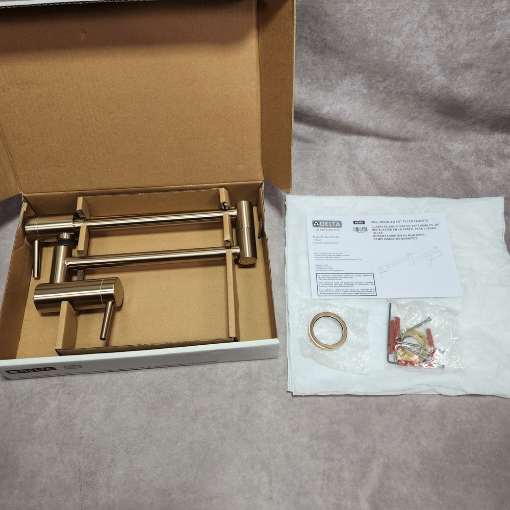 Delta 1165LF-CZ Wall Mount Pot Filler Faucet Champagne Bronze Contemporary 24"